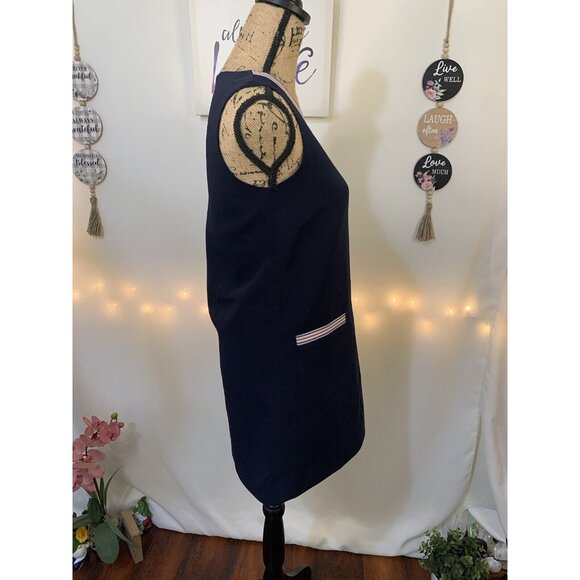 (C-79)Mme & Co Women’s Navy Sleeveless Tunic Dress Size S V-Neck Pockets Casual - Picture 5 of 10